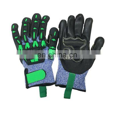 Construction Oilfield Cut Resistant HPPE Shock Proof TPR Anti Impact Working Gloves