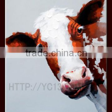 the newest design the cow is peeking for home decor canvas oil painting YB-16