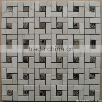 Crema Marfil Marble Mosaic with pin wheel design