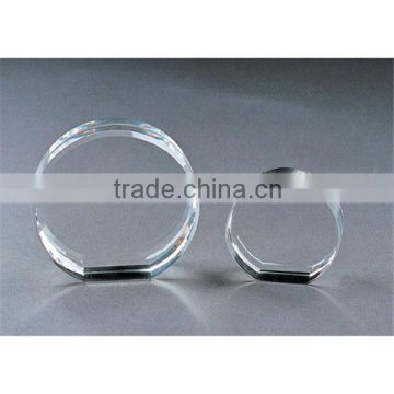 high quality crystal glass plaque/block, blank round crystal blocks/cubes