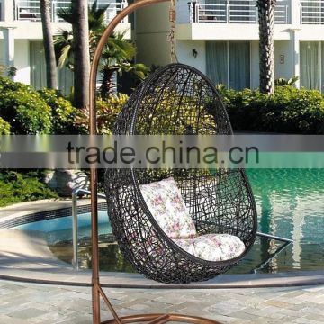 Poland Outdoor Garden fashion Natural wicker Hanging swing chair Artificial Rattan Furniture UGO-G035 Black colour