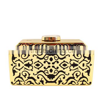 2016 new design fashion totemic metal hardcase hollow party clutch bag
