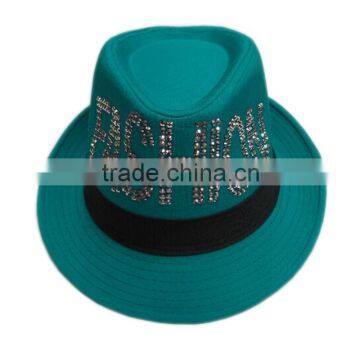 Personalized fashion promotional custom logo polyester fedora hats for girl