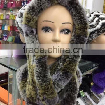 custom made accept rex rabbit fur scarf hat SC5