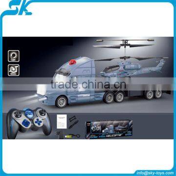 !P700A 4ch rc truck with RC Helicopter demo function 2 in 1 rc toys rc tractor trailer trucks