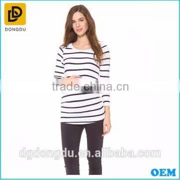 New style long sleeve striped cotton maternity clothing