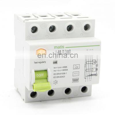 Cost-effective intelligent convenient 1-63a rcd rccb type b 4 pole circuit breaker