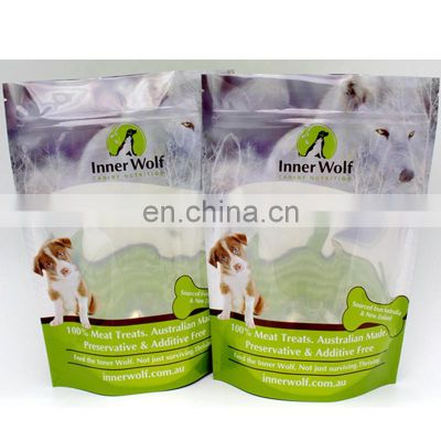 Custom printed food grade plastic stand up zipper resealable mylar pet food bags