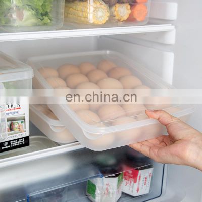 Kitchen Plastic Egg Holder, Fridge Organizer with Lid, Refrigerator Egg Storage Container