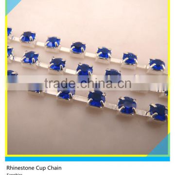 Crystal Diamante Cup Chain Sapphire Rhinestone Claw Chain Trim Sew on