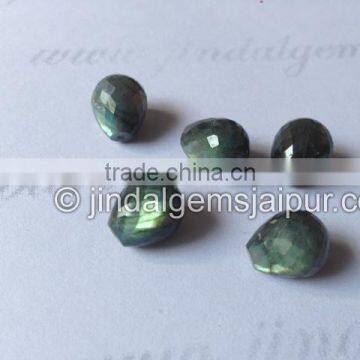 Wholesale Loose Gemstone Labradorite Faceted Drops Half Drill Loose Gemstone