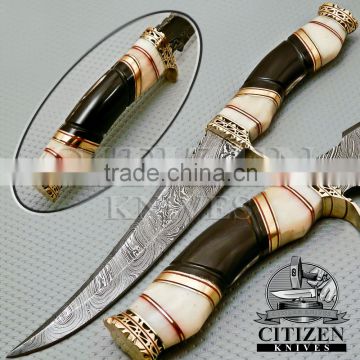 CITIZEN KNIVES, BEAUTIFUL CUSTOM HAND MADE DAMASCUS STEEL HUNTING BOWIE KNIFE