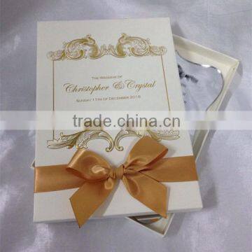 Laser Engraved sliver Acrylic Invitation with gold boxed like a gift