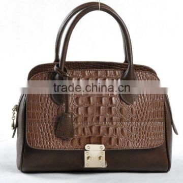 New arrival! Brown Pushlock Croco Satchel leather bags handbags fashion 2012 summer