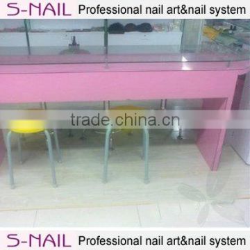 Pink salon nail table, double nail table, portable nail table