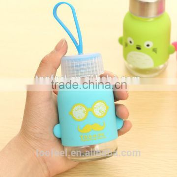 145ml silicone glass children water bottle/Hot Sell Product Promotional Christmas Gift Portable Reusable Glass water bottle