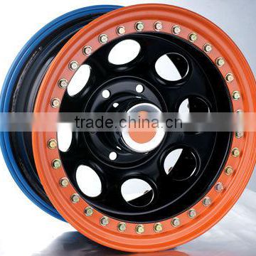 4x4 steel rim 15x12 for cars with red ring