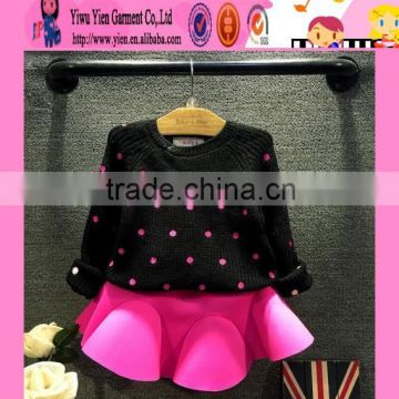 2015 Fashion Boutique Shop Best Sale Baby Sweater Autumn Two Piece Keep Warm Wool Sweater Design For Girl