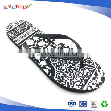 New design pe flip flops with cool printing flower slippers flat sandals shoes
