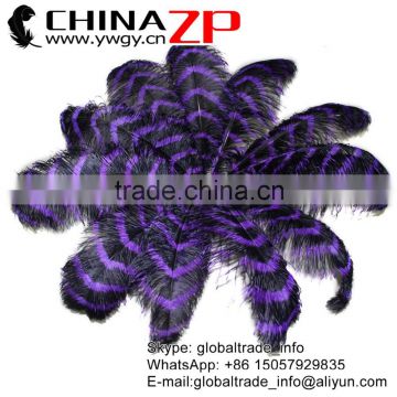 CHINAZP Factory Exporting Bulk Sale Top Selling Colored Striped Eggplant and Black Large Ostrich Feathers