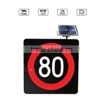 Solar Powered(Charging) Waterproof IP65 Traffic LED & Optical Fiber Sign Light (Velocity 80Km Limit Sign)
