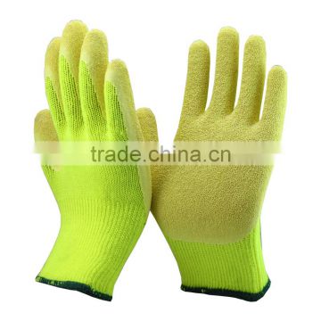 NMSAFETY EN388 10 gauge yellow nylon coated yellow latex glove /Industrial wrok gloves