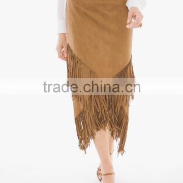 women's Faux-Suede Fringed Midi Skirt