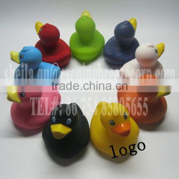 8cm multicolor promotional rubber duck with logo imprint,floating promotional duck, squeaky promotional bath duck toy