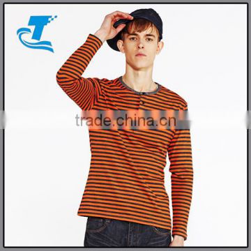men's round neck long-sleeved shirt slim striped T-shirt