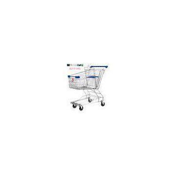 Food Environmental Stainless Steel Metal Wire Shopping Trolley Carts 100L