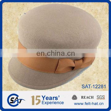 sales promotion Beret Caps with bowtie, 100% wool felt hat