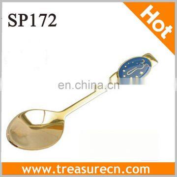 Epoxy Shinny Gold S/S Metal Soup Spoon