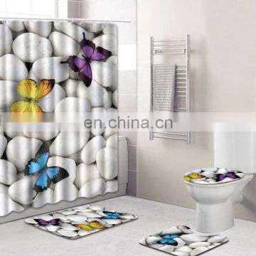 Custom logo carpet christmas shower curtains kiss my airs doormat custom design shower curtain set made in China