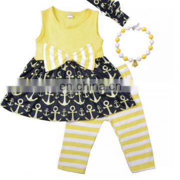 summer wholesale baby girls 2pcs top clothes kids cotton clothing sets