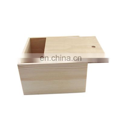 Customized high quality natural color wooden top box with slide lid price