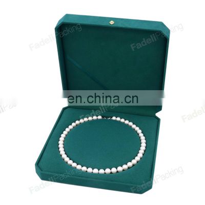 Fadeli Luxury Gift Jewelry Packaging Boxes For Wedding Ring Necklace Bracelet packing Custom Logo Dark Green Velvet Box Jewelry
