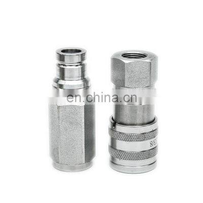 High pressure flat face carbon steel 1/2 inch ISO 16028 hydraulic quick connect couplers for skid steer loader