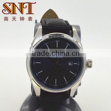 Simple style leather watch with calendar function