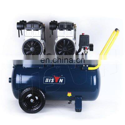 Bison China Silent And Oil Free Air Compressor 50L Piston Portable 3Hp Dental Oilless Air Compressor