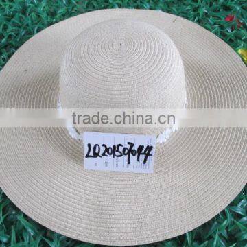 ladies strped wide brim paper straw floppy hats