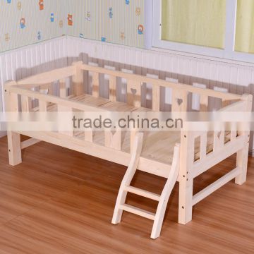 Solid wood children's bed with guard rails,pine baby bed,wooden furniture wholesale