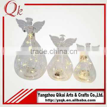 beautiful glass angels glass crafts with led lights for US market