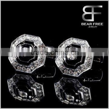 Top Quality Men's Black octagon Inlaid CZ Enamel Cufflinks