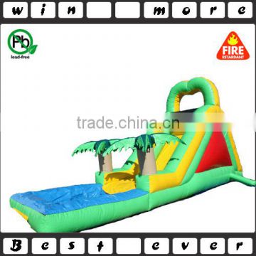 12ft tropical palm big inflatable water slide,commercial inflatable two sides water slides with pool