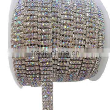 SS8 Silver AB Rhinestone Crystal Cup Chain Factor Sale Good Quality Shoe Garment Accessories