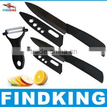 FINDKING Super quality black blade 3pcs/set Gift Set 4 inch+5 inch+peeler+covers Ceramic Knife Sets Kitchen Knife kitchen tools