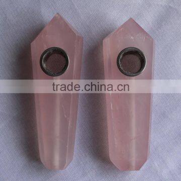 New arrived rose quartz smoking pipes healing crystal stone