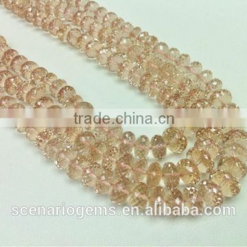 #SZZ542 Natural Faceted Roundel Semi-Precious Loose Gemstone Necklace Morganite beads