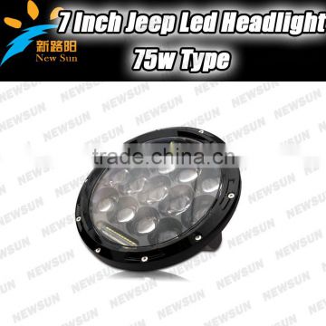 Hot! 7 inch round led headlight , 75w 7 inch round led headlight 12v 24v
