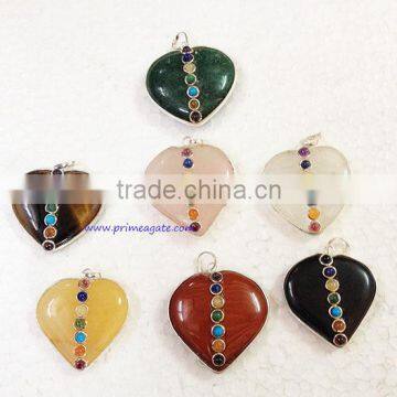 Mix Chakra Heart Pendants | Wholesale Agate Jewellery Supplier